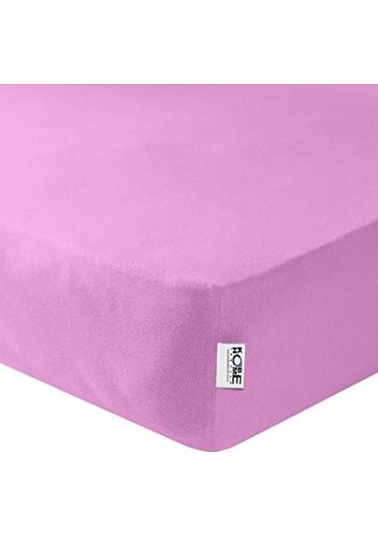 Metrashop Örme Penye Lastikli Çarşaf, Çift Kişilik, Pembe, Pamuk-Elastan 230 G/m2