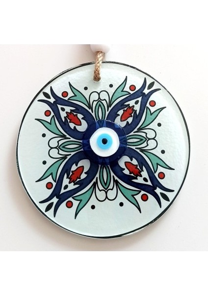 Turkuaz ve Lacivert Renk Çiçekli Füzyon Cam Duvar Süsü Tdrtr fiyatları