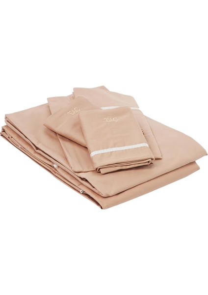 Metrashop Prestige Saten Delux DÜZ Pamuk Saten Nevresim Takımı, Cappucino, Çift Kişilik