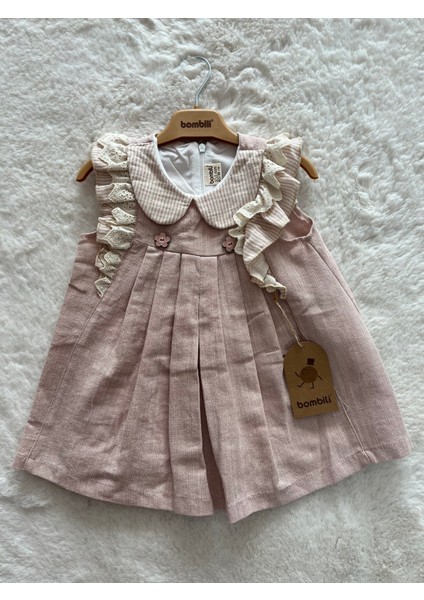 Kolları Fırfırlı Düğmeli Elbise