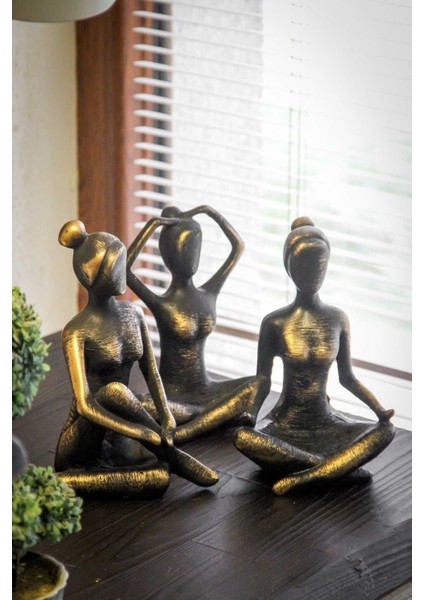Yoga Yapan Kadınlar Biblo Üçlü Set