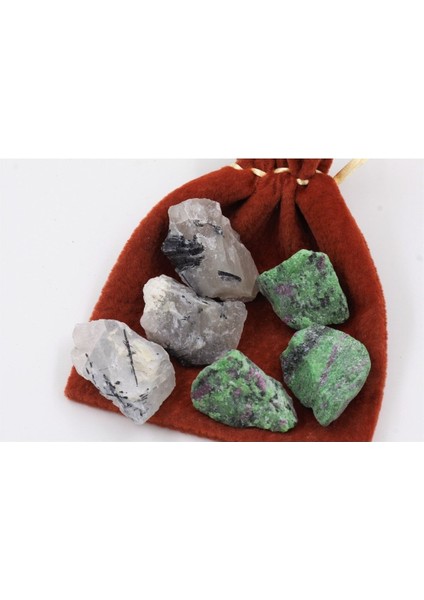 Anyolit Ruby In Zoisite Taşı-Rutil Kuvars Taşı Işlenmemiş Doğal Taş Ham Kütle 2'li Set 20/30GR