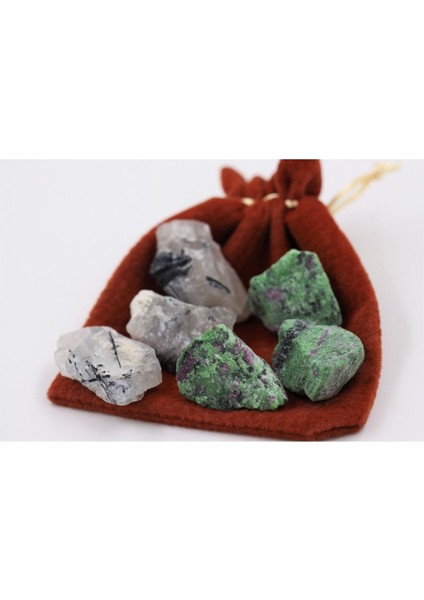 Anyolit Ruby In Zoisite Taşı-Rutil Kuvars Taşı Işlenmemiş Doğal Taş Ham Kütle 2'li Set 20/30GR