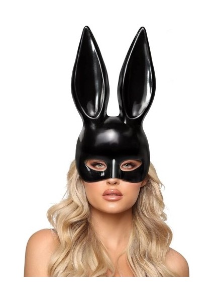 Siyah Renk Ekstra Lüks Uzun Kulaklı Tavşan Maskesi Tdrtr