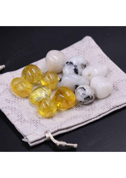 Ay Taşı-Sitrin Taşı Doğal Taş Kütle 2'li Set (Tamburlanmış/tımbıl)