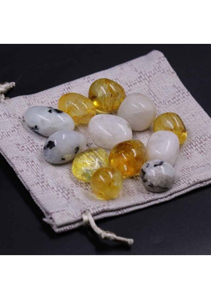 Ay Taşı-Sitrin Taşı Doğal Taş Kütle 2'li Set (Tamburlanmış/tımbıl) modelleri