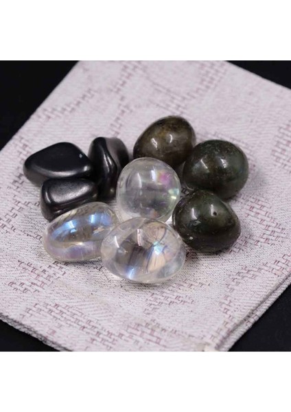 Aura Kuvars Taşı-Labradorit Taşı-Shungite Taşı Doğal Taş Kütle 3'lü Set (Tamburlanmış/tımbıl)