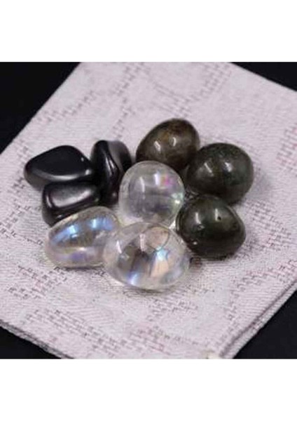 Aura Kuvars Taşı-Labradorit Taşı-Shungite Taşı Doğal Taş Kütle 3'lü Set (Tamburlanmış/tımbıl) modelleri