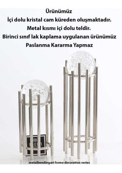 Ikili Gümüş Içi Dolu Köpüklü Kristal Metal Stand Paslanmaz Kaplama Dekoratif Obje Hediyelik fiyatları