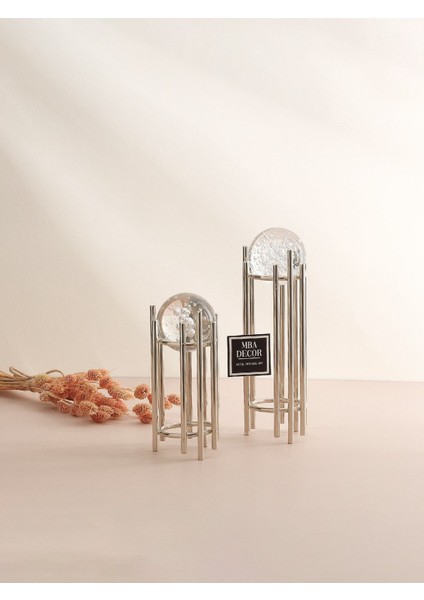 Ikili Gümüş Içi Dolu Köpüklü Kristal Metal Stand Paslanmaz Kaplama Dekoratif Obje Hediyelik indirimleri