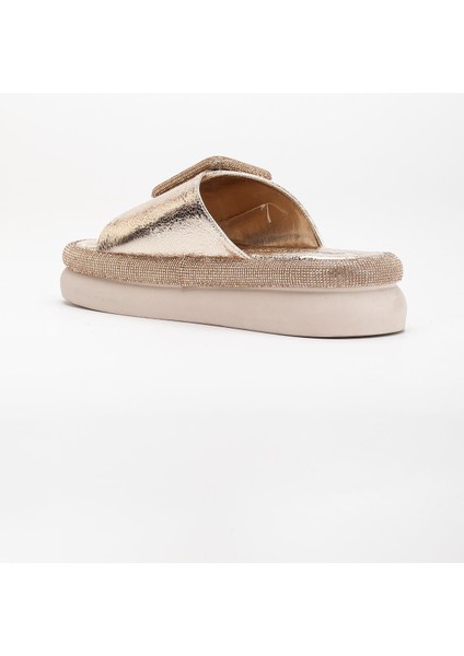 Kadın Taşlı Dolgu Topuk Terlik Gold Taban Taş Detaylı indirimleri