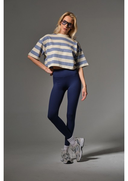 Yüksek Bel, Fitilli, Toparlayıcı Interlok Beli Lastikli Örme Kadın Tayt @tivoli