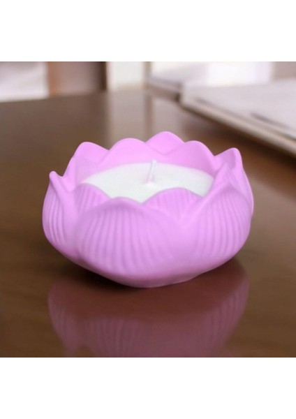 Lotus Çiçeği Soya Mumu Şeker Pembe Beton Mumlukta modelleri