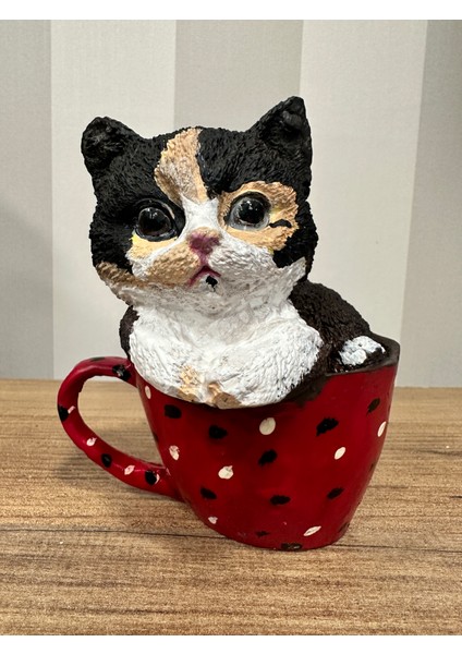 Fincandaki Kedi, Dekoratif Tasarım Obje, Kedi Biblosu