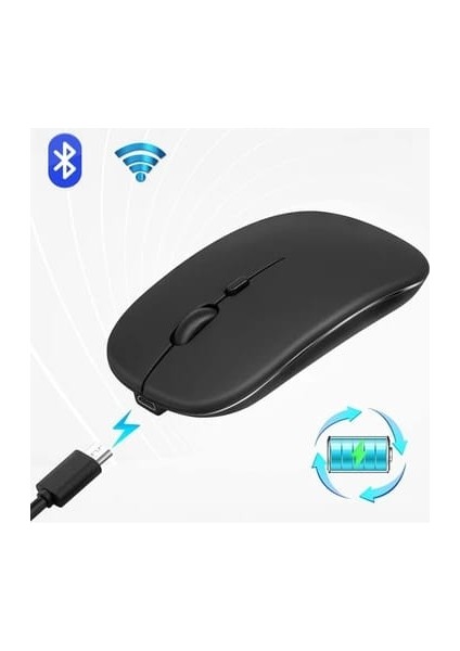 Brijo ivo Tech Sessiz Tıklama Şarjlı Çift Modlu Bluetooth Kablosuz 2.4ghz Beyaz Mouse