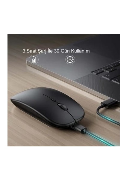 Brijo ivo Tech Sessiz Tıklama Şarjlı Çift Modlu Bluetooth Kablosuz 2.4ghz Beyaz Mouse