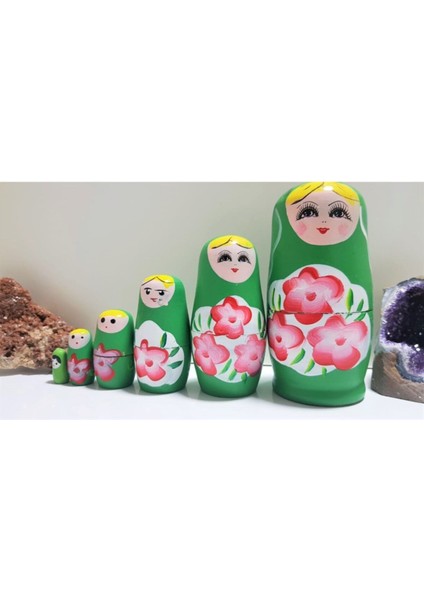 6lı Iç Içe Geçen Ahşap Yeşil Matruşka Bebek fiyatları