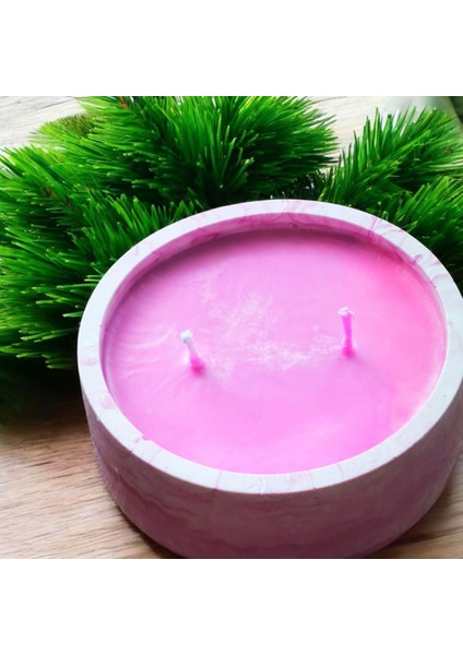 El Yapımı Soya Mumu Beton Mumlukta Pembe Şafak modelleri