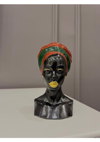 Afrikalı Şık Kadın Biblo Heykel Dekoratif Objeler