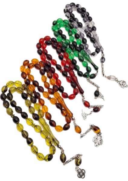 Siyahlı Beyzi Kesim 5 Li Toz Kehribar Tesbih Seti fiyatları