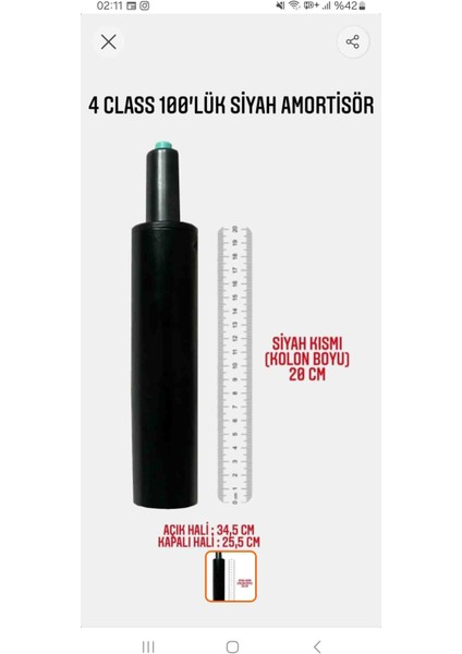 Sandofis 4 Class 100'LÜK Siyah Amortisör+Ithal Tek Kollu Tilting Mekanizma(15×25 cm ) fırsatları