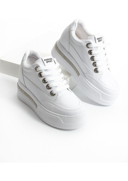 Dora Gizli Ökçe Yüksek Taban Bağcıklı Kadın Spor Ayakkabı Sneaker