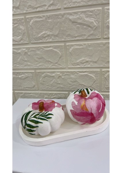 Dekoratif Çiçek Desenli Kabak 3' Lü Set
