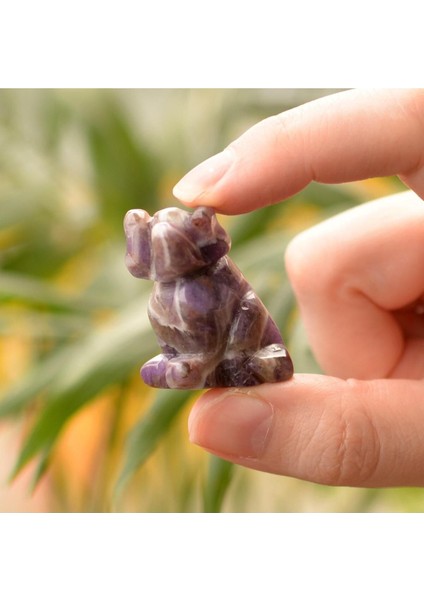 Ametist Taşı Köpek Figürü - 4 cm