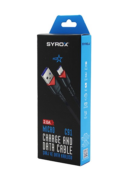Plus Mıcro USB Örgülü Mikro Samsung 2.0A Şarj - Data Kablosu C91 (4767) - Lisinya