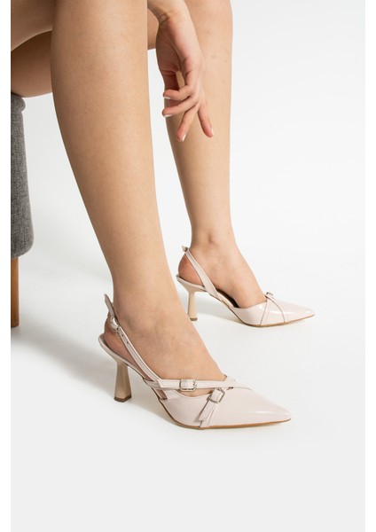 Fedan Arkası Açık Biye Toka Detaylı Alçak Topuk Kadın Abiye Topuklu Ayakkabı fiyatları