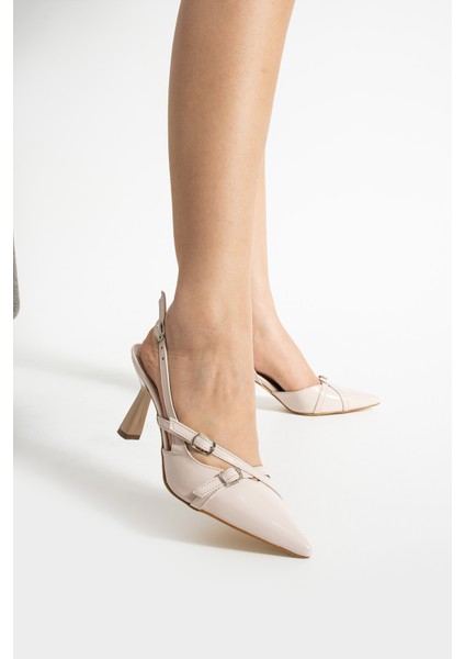 Fedan Arkası Açık Biye Toka Detaylı Alçak Topuk Kadın Abiye Topuklu Ayakkabı modelleri