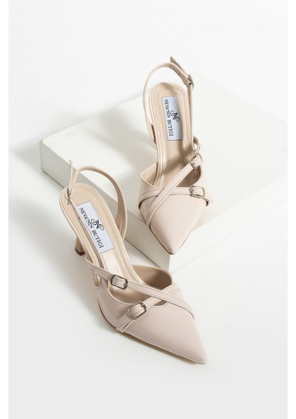 Fedan Arkası Açık Biye Toka Detaylı Alçak Topuk Kadın Abiye Topuklu Ayakkabı fırsatları