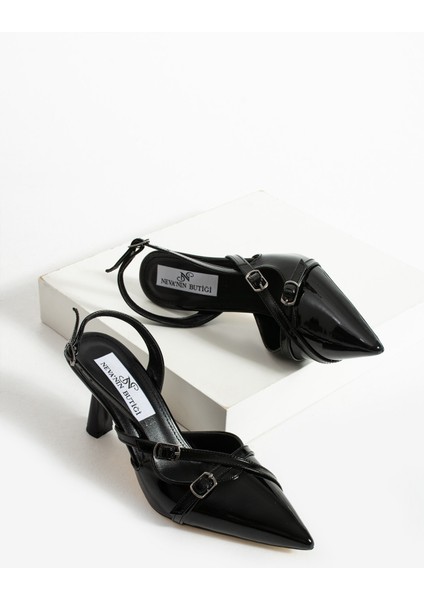 Fedan Arkası Açık Biye Toka Detaylı Alçak Topuk Kadın Abiye Topuklu Ayakkabı fırsatları