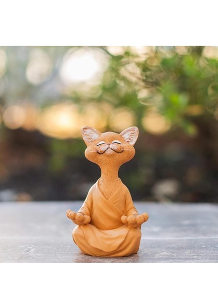 Dekoratif Yoga Yapan Kedi Biblo Meditasyon Kedi Heykeli Ev Dekoru