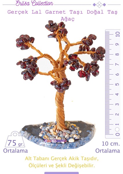 Sertifikalı Gerçek Lal - Garnet - Granat Doğal Taşı Ağaç - Akik Plakalı