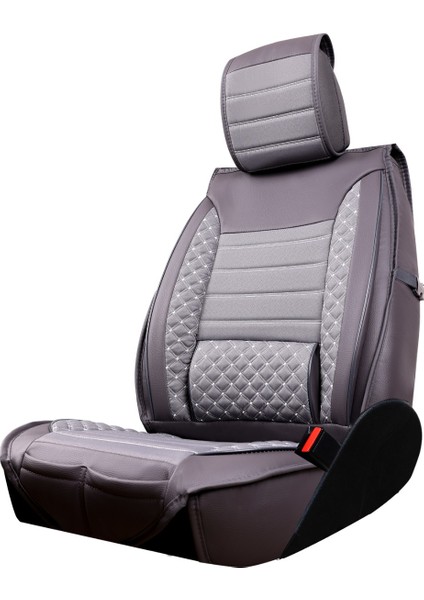 Isuzu D-Max Yarı Deri Platin Serisi Oto Koltuk Kılıfı Tam Set Gri