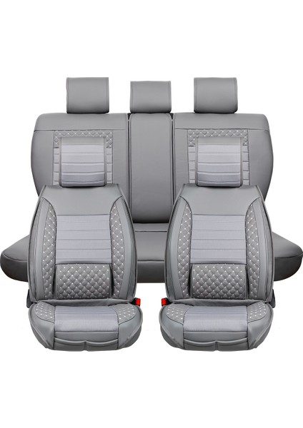 Renault Modus Yarı Deri Platin Serisi Oto Koltuk Kılıfı Tam Set Gri