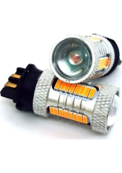 2 Adet PW24W LED 30 Ledli Mercekli Gündüz Far Ledi Turuncu