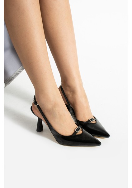 Kalimera Arkası Açık Aksesuarlı Kadın Topuklu Ayakkabı