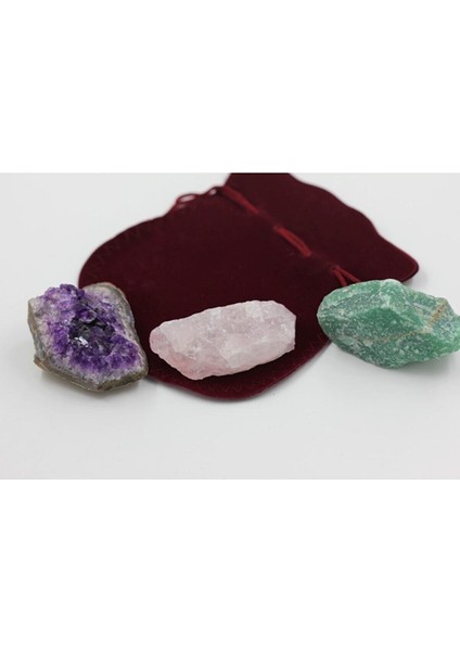 Ametist - Aventurin - Pembe Kuvars Doğal Taş Ham Kütle (30/45 Gr) (Sertifikalı)