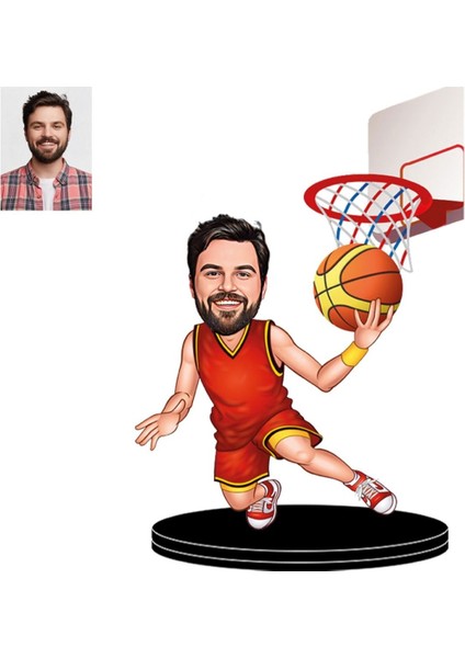 Kişiye Özel Basketbolcu Bay Figürlü 3D Ahşap Biblo,sevgiliye