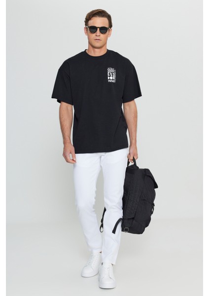 %100 Pamuk Oversize Fit Bol Kesim Bisiklet Yaka Baskılı Tişört fiyatları