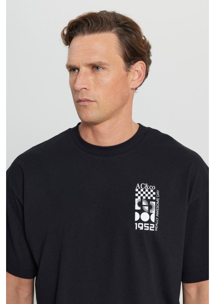 %100 Pamuk Oversize Fit Bol Kesim Bisiklet Yaka Baskılı Tişört fırsatları