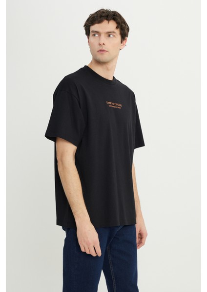 %100 Pamuk Oversize Fit Geniş Kesim Bisiklet Yaka Baskılı Tişört modelleri