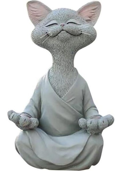 Dekoratif Yoga Yapan Kedi Biblo Meditasyon Kedi Heykeli Ev Dekoru