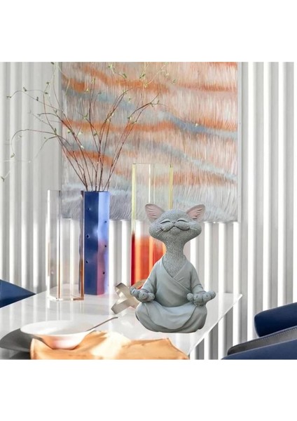 Dekoratif Yoga Yapan Kedi Biblo Meditasyon Kedi Heykeli Ev Dekoru fiyatları
