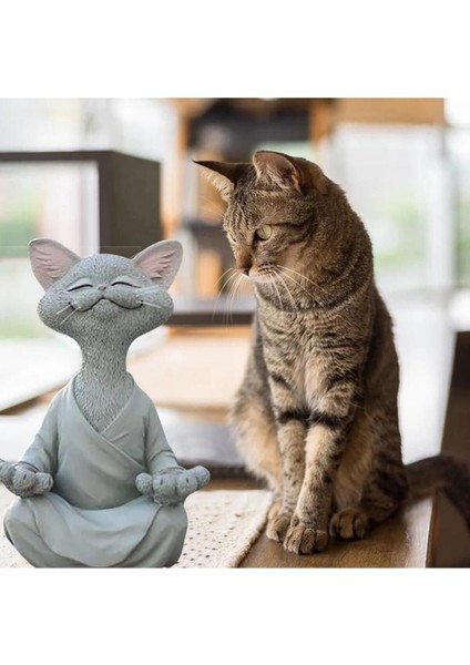 Dekoratif Yoga Yapan Kedi Biblo Meditasyon Kedi Heykeli Ev Dekoru modelleri