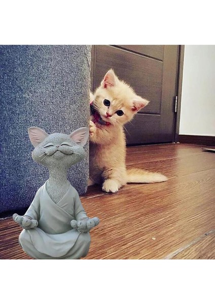Dekoratif Yoga Yapan Kedi Biblo Meditasyon Kedi Heykeli Ev Dekoru indirimleri
