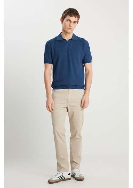 Relaxed Fit Geniş Kesim Koyu Mavi Polo Yaka Tişört modelleri