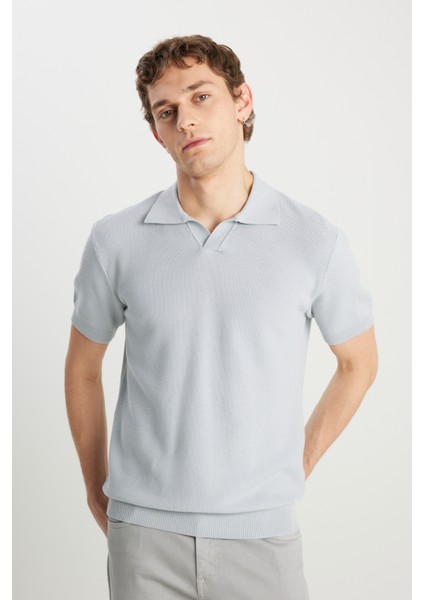 Relaxed Fit Geniş Kesim Açık Gri Polo Yaka Tişört fiyatları